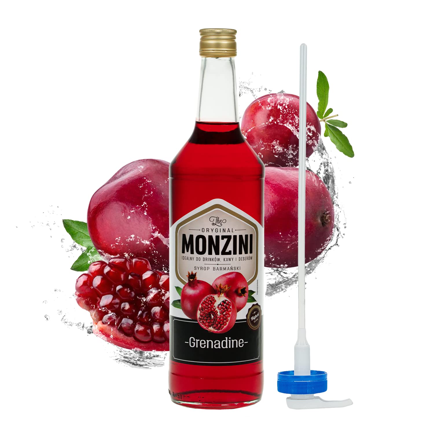 Monzini Syrop barmański z pompką 1L o smaku z owoców granatu