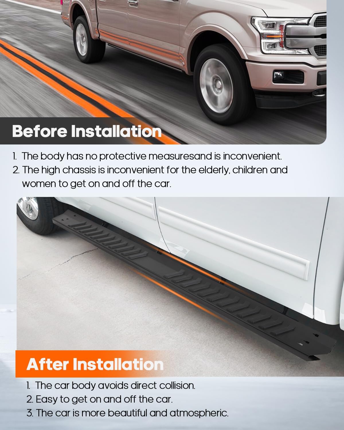 OCPTY 6 Inches Running Boards, Steps Nerf Bars Compatible for 2017-2023 for Ford F-250 Superduty Crew Cab