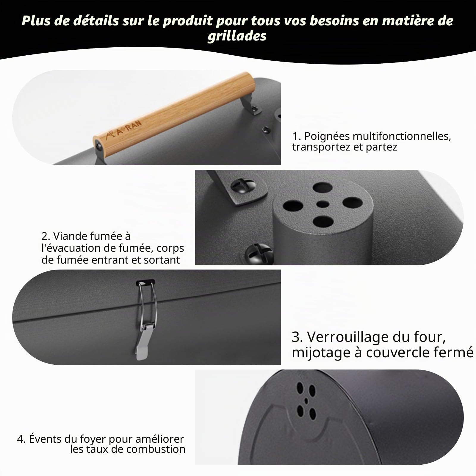 Barbecue au charbon de bois double face portable - Petit barbecue au charbon de bois pour griller et rôtir - Barbecue de table léger pour l'extérieur, le camping, le pique-nique