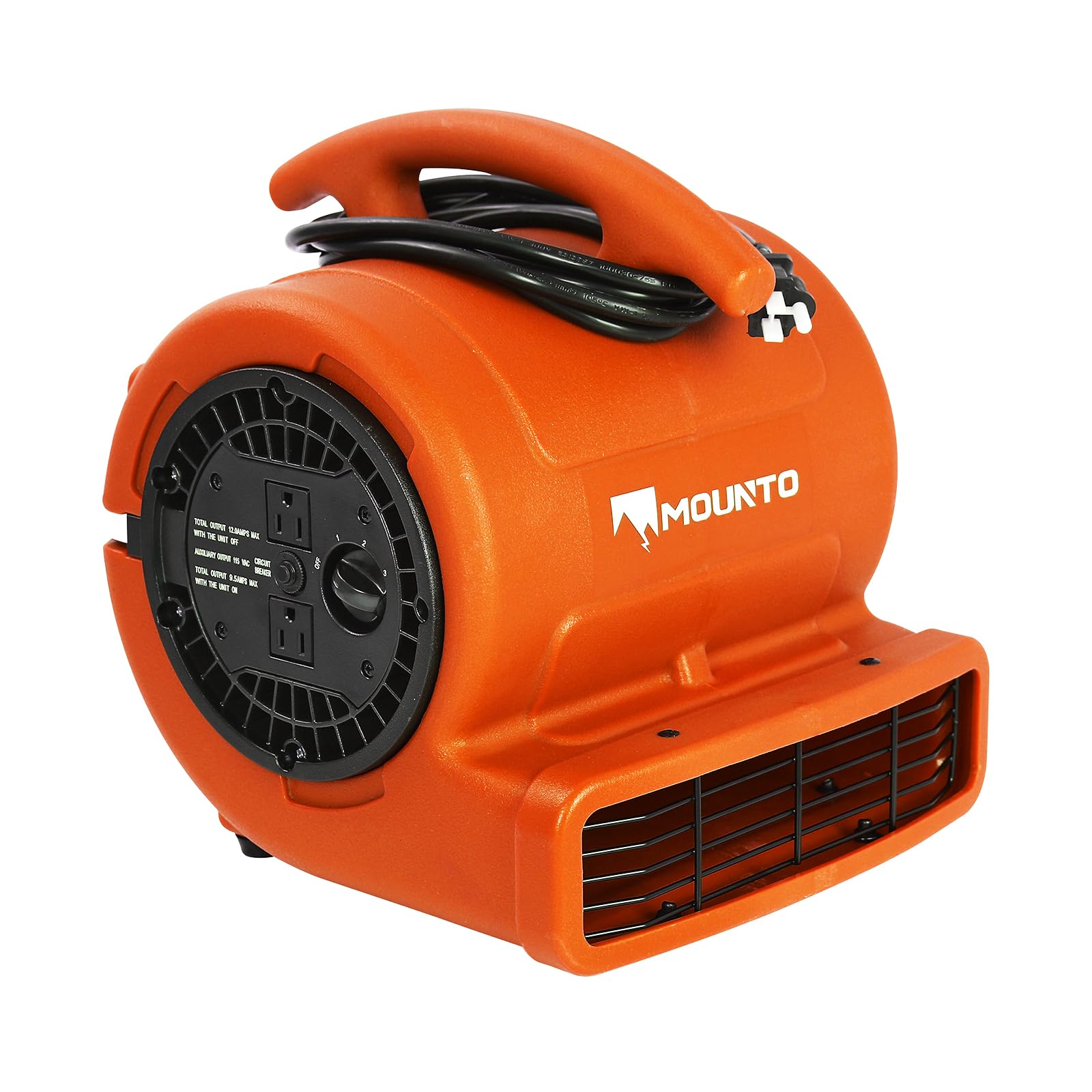 MOUNTO 1/4hp 1000CFM 2 Speed Air Mover Carpet Dryer Floor Fan Cooling Fan (Orange)
