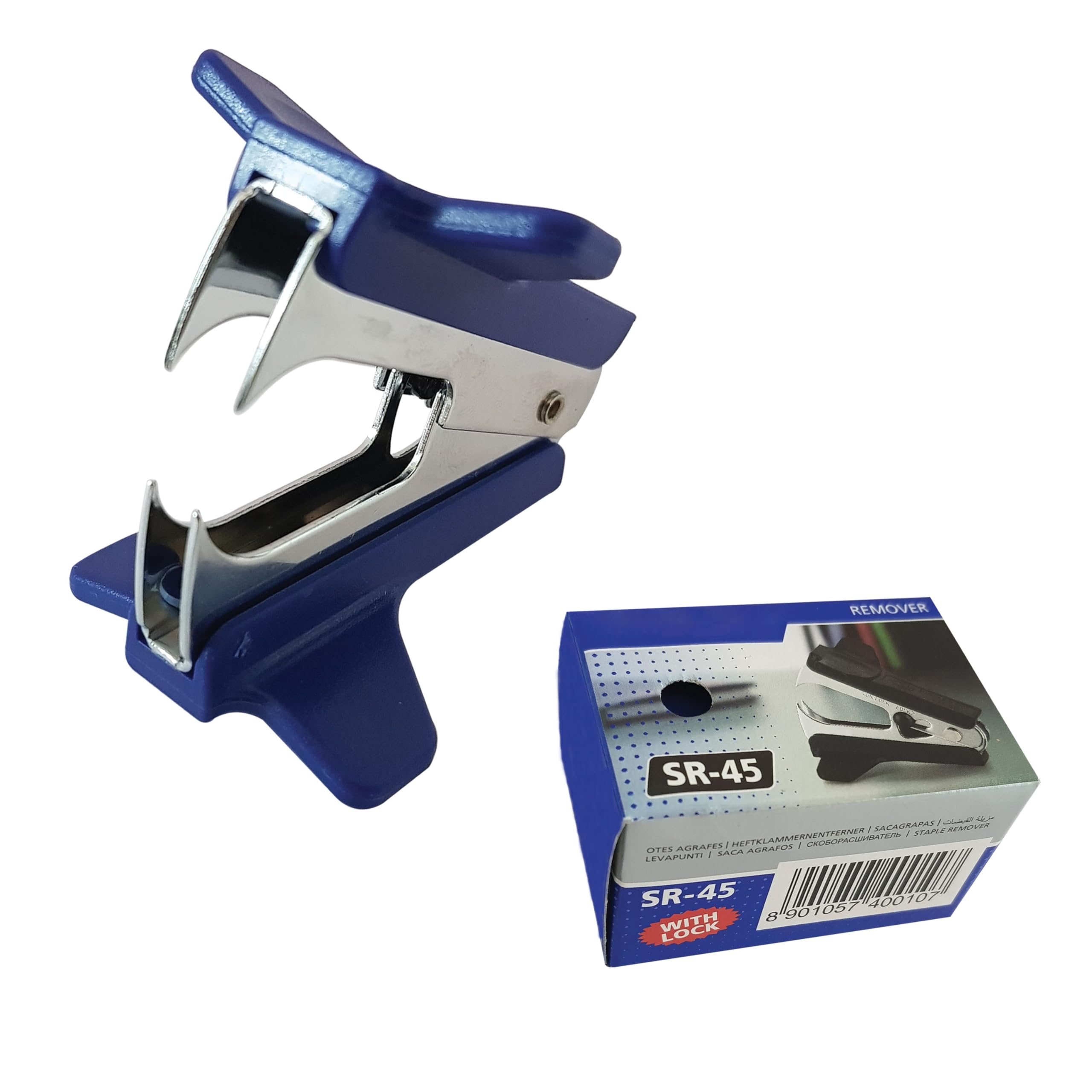 VSR45 Steel Jaws Staple Remover, Blue Body, Wide Grip, 30 Sheets Removing Capacity, No.10, 24/6, 26/6, B8 (1/4”) Remove Staples, iVAIDEX Black Ball Pen