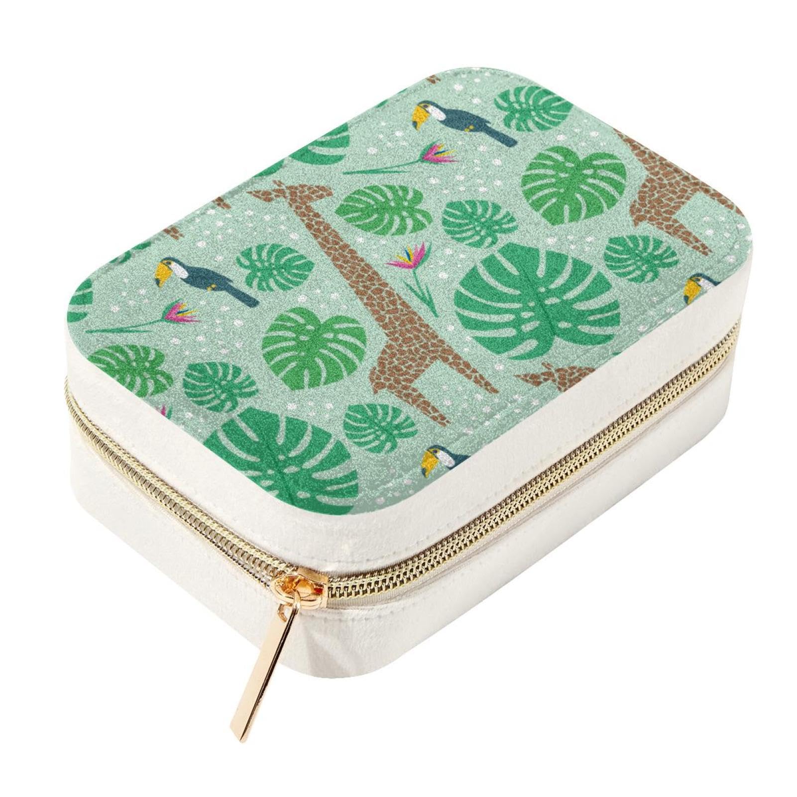 Boîte à bijoux en velours vert girafe, idée cadeau originale