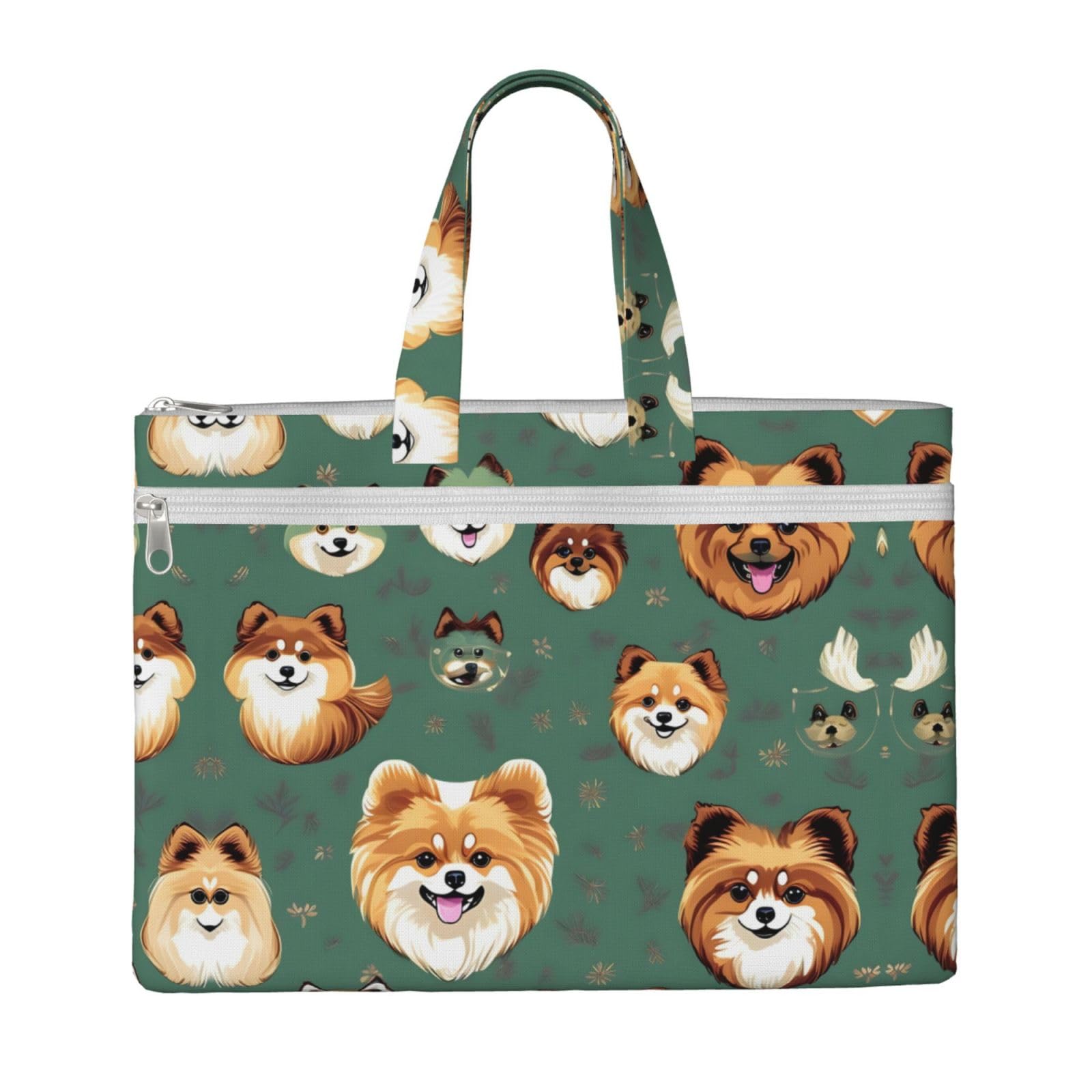 JIUTY Pomeranians Pattern Canvas Tote Bags 15"X10.5",Reusable Grocery Bags Plain Tote Bag For Craft And Painting
