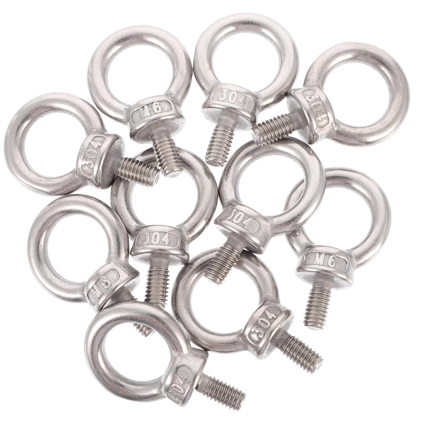 10Pcs Stainless Steel Lifting Eye Nuts M6 for Carabiner Hooks