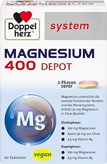 Doppelherz system MAGNESIUM 400 DEPOT – Magnesium als Beitrag für die normale Funktion der Muskeln und des Nervensystems – 60 Tabletten