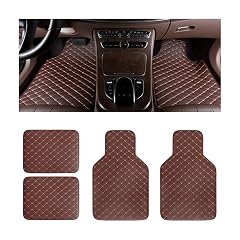AUCELI Car Floor Mats 4pcs Carpet Floor Mat Set Luxury Faux Leather Fit All Weather Universal Fit Car
