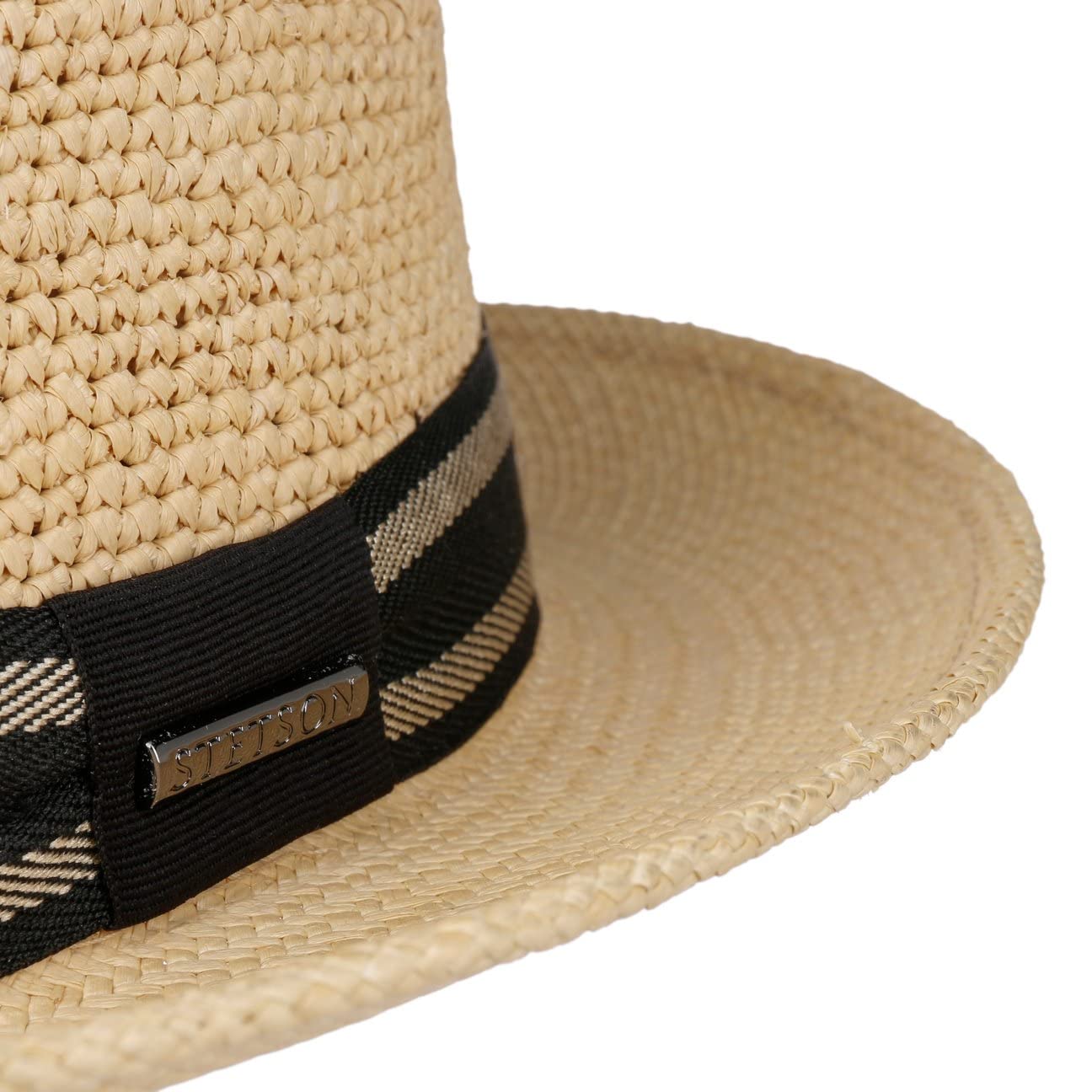 Stetson Madison Sombrero Fedora de Paja Panama Efecto Crochet con Banda de Tela Hombre Primavera Verano