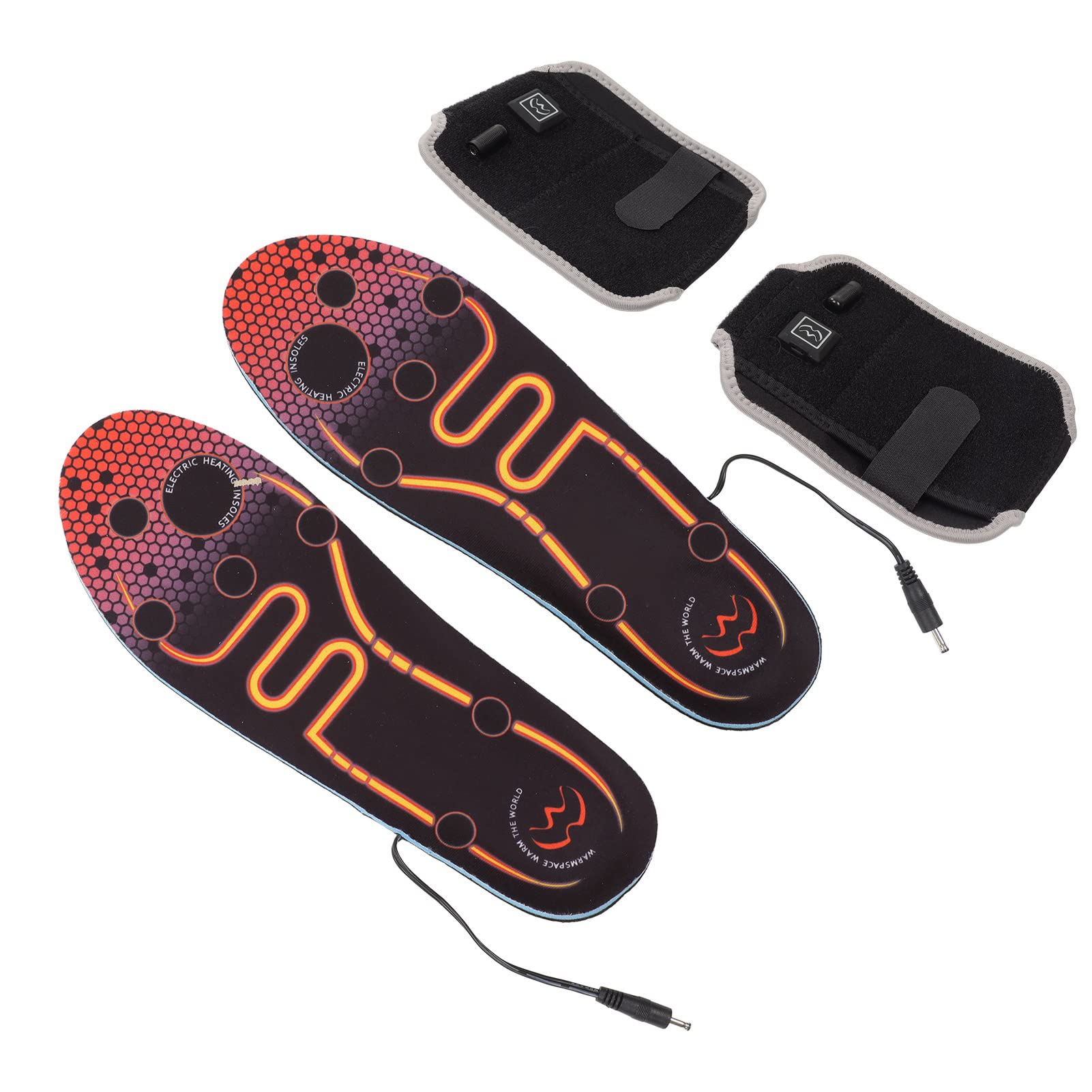 Electric Heating Insoles Set, Rechargeable Flexible Chip 1 Pair USB Heated Insole, Outdoor for Office (EU Plug 100‑240V)