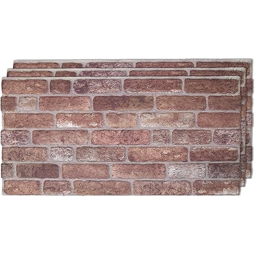 IZODEKOR 3D Wall Panels Brick Effect - Cladding, Stone Look, Styrofoam Facing for Living Room, Kitchen, Bathroom, Balcony, Bedroom and Back of Counter | Old Castle (3 Piece Panel) | Covers 16 sq ft