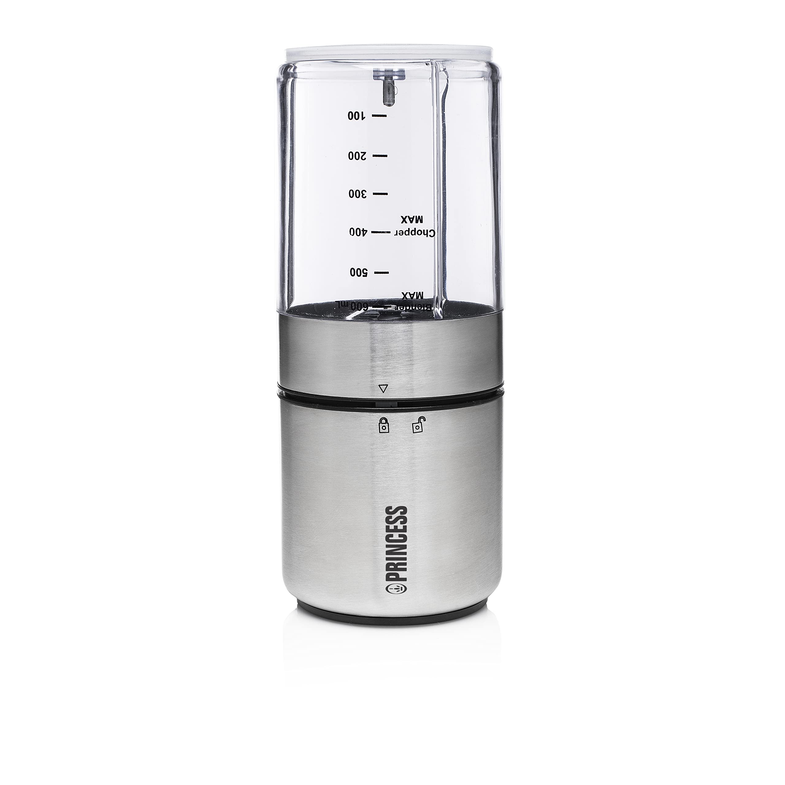 Princess Tritatutto e Frullatore 2 in 1, 350 watt, 4 lame per tritare, 2 lame per macinare, 500 ml