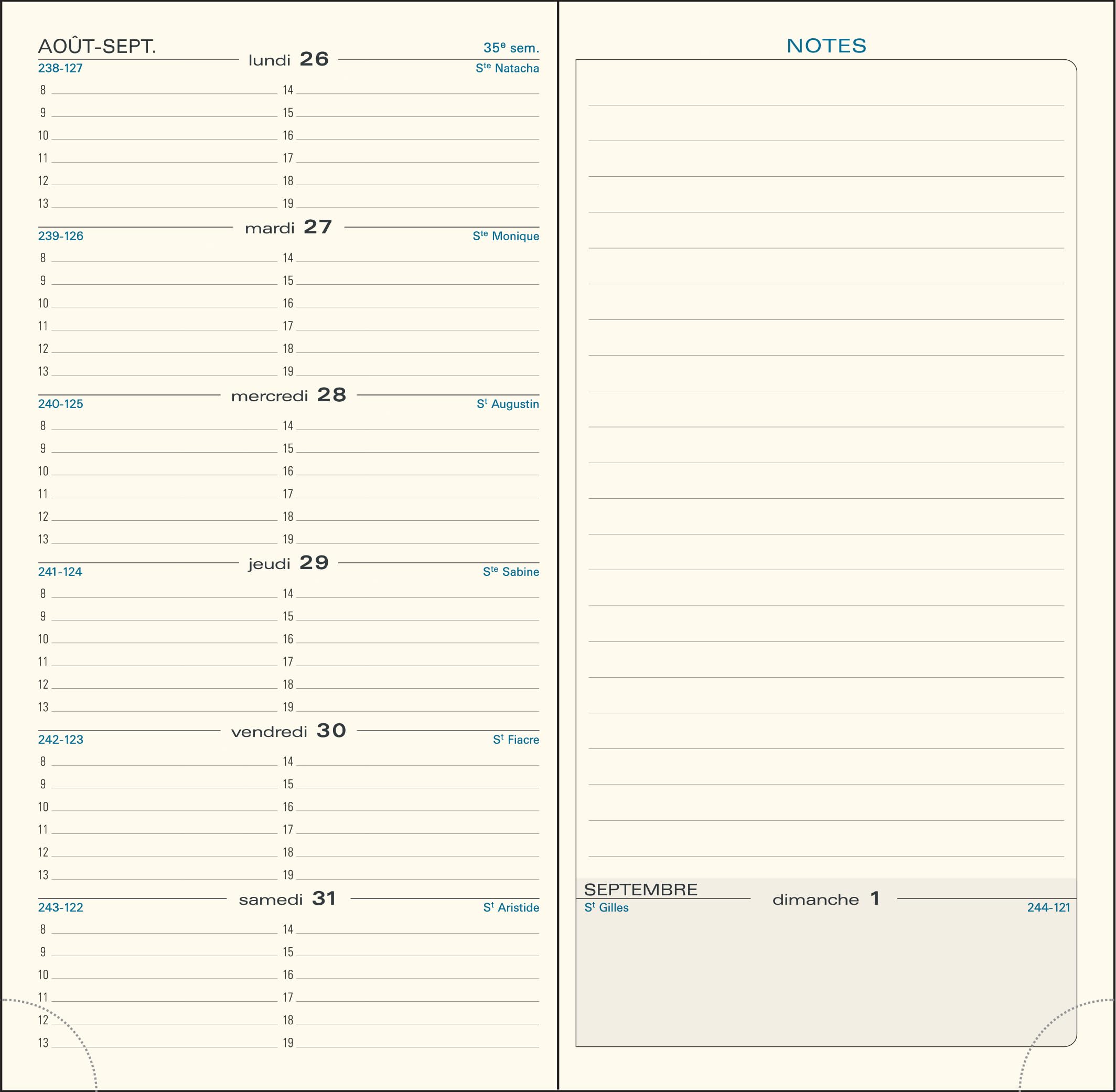 Exacompta - 17842E - Pocket Week to View Diary Refill Space 17-9 x 17.5 cm - January to December 2025 - Natural Slice