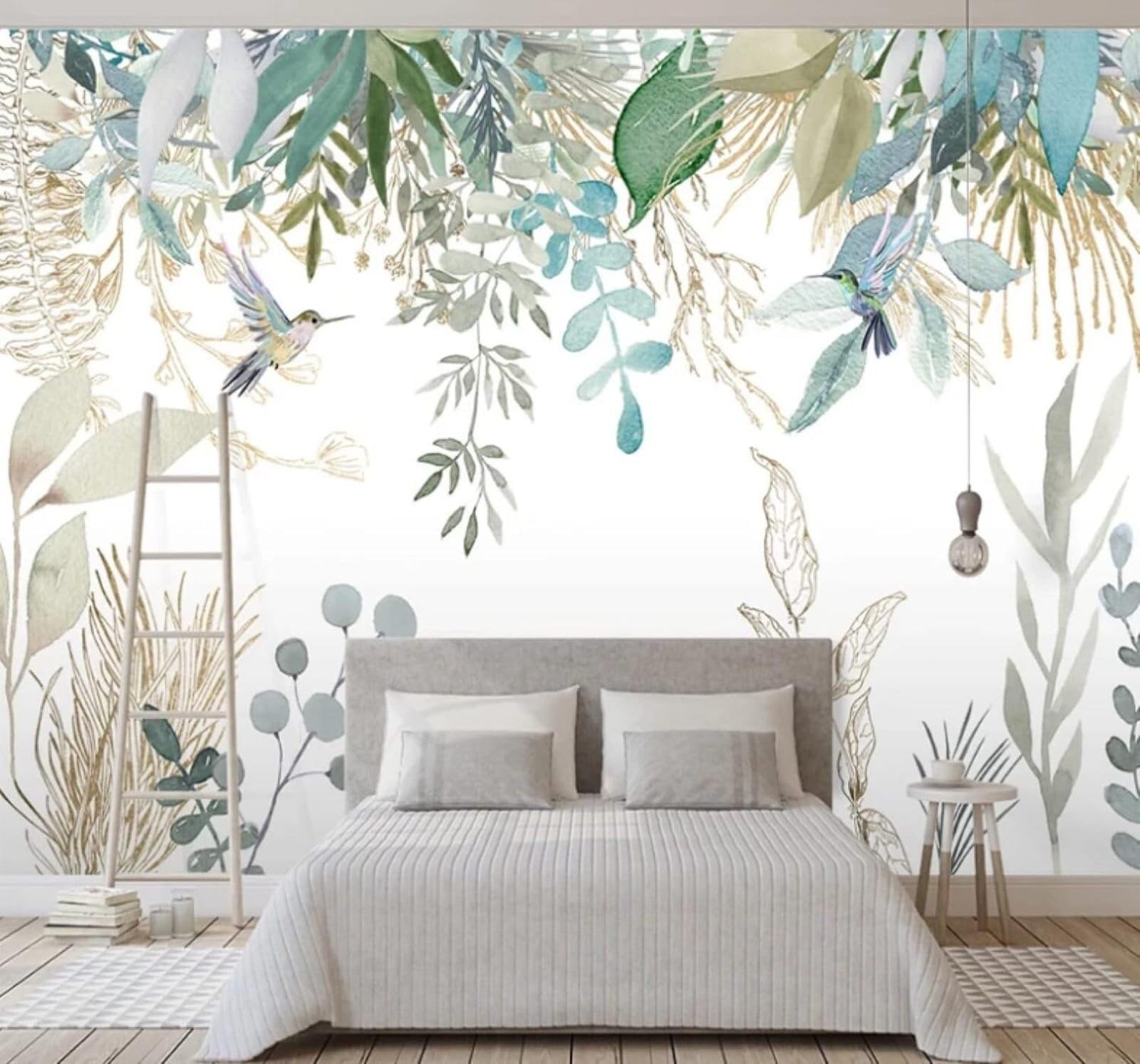 XLMING Minimalist Fresh Plants Leaves Flowers and Birds 3D Wallpaper Luxury Home Dining Decor Paste Sofa Living Room The Wall for Bedroom Mural-430cm×300cm
