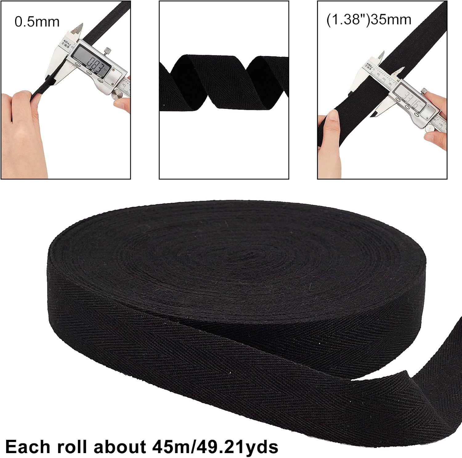 nbeads 45 m/Roll of Cotton Herringbone Webbing - Image 3
