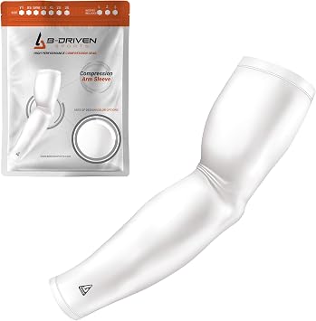 B-Driven Sports Pro-Fit Compression Arm Sleeve for Men, Women & Youth, Volleyball Baseball Basketball Weightlifting - Single