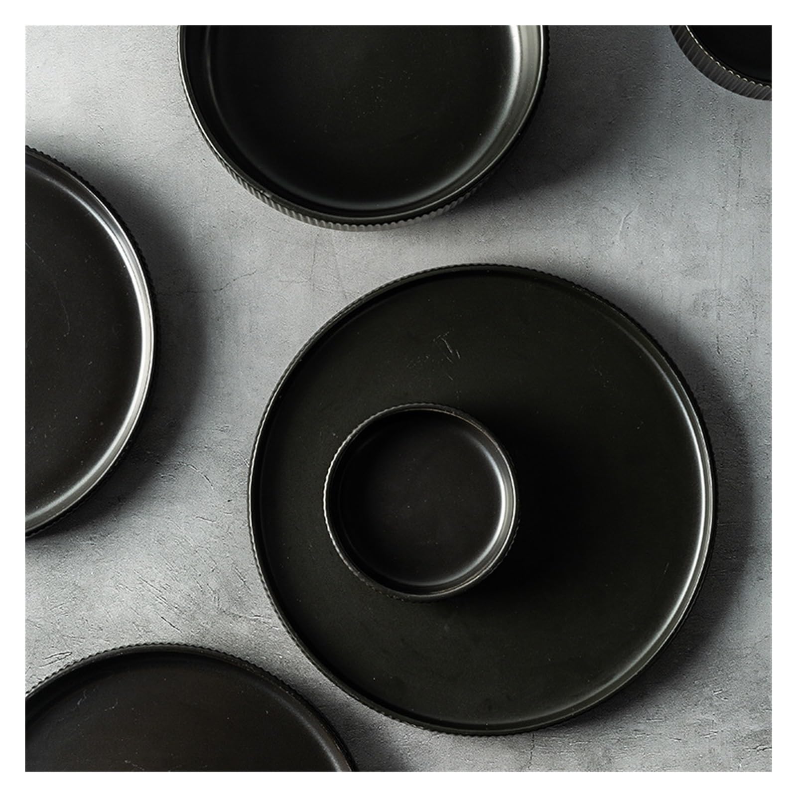Geschirrset Keramik Matt Glasiert Salat Gerichte Suppe Schüssel Abendessen Platten Servieren Tablett for Home Restaurant(W 4.5inch Rice Bowl)