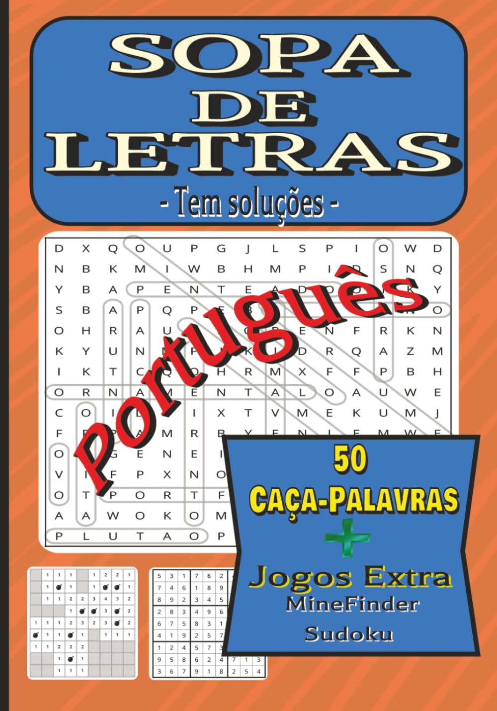 Sopa de Letras: 50 Caça-Palavras em Português | Jogos Extra | Livro de Atividades Cognitivas para Adultos | Exercícios de Memória e Concentração