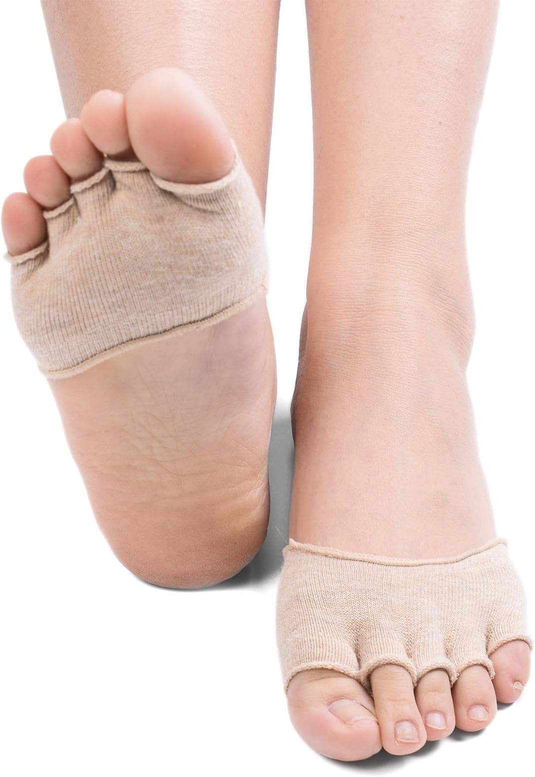 F FlammiFlammi Women's 5 Pairs Toe Topper Socks Peep Toe Half Toe Socks Cotton