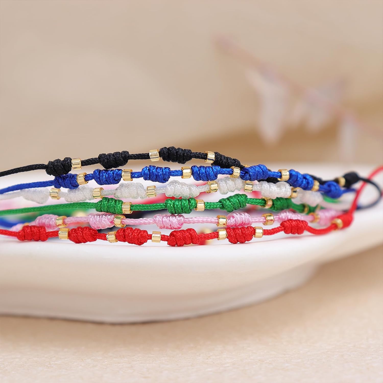 Gold Beaded Braided Bracelets Set for Women, Handmade Colorful String Adjustable Friendship Protection Bracelet Holiday Jewelry Gift. - Image 5