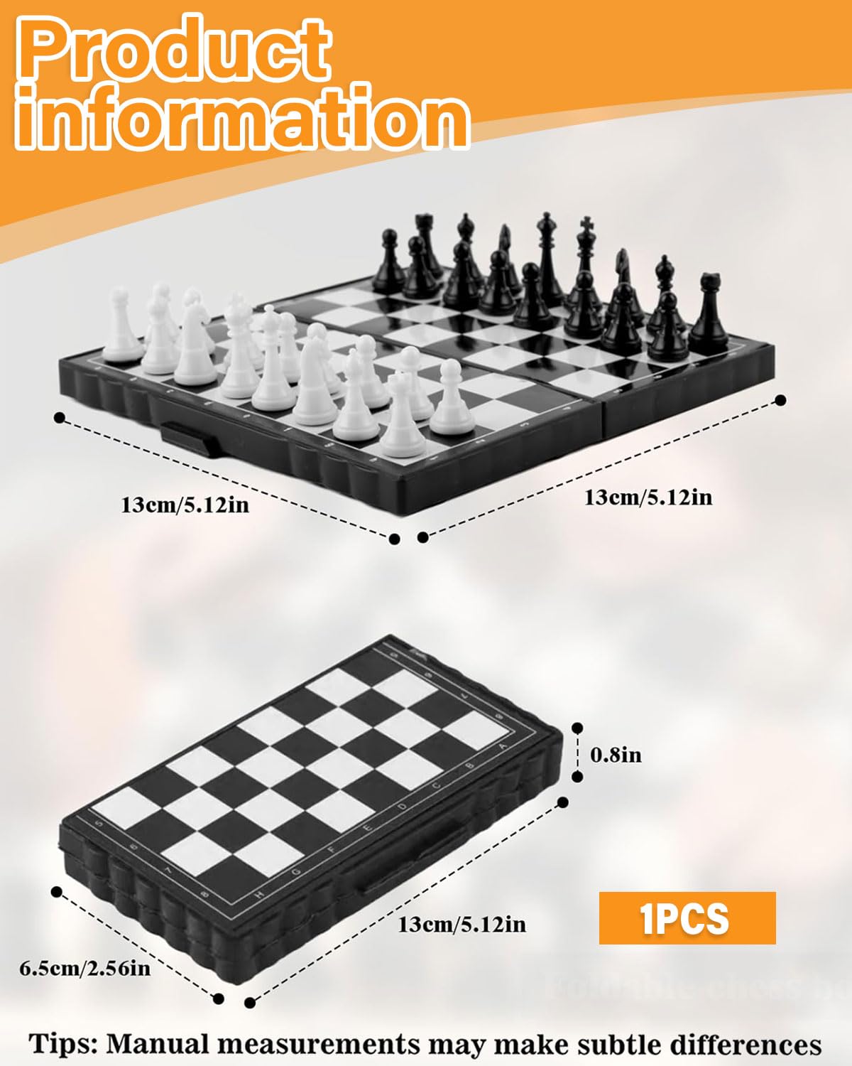 Schachspiel, Magnetischem Einklappbar Schachbrett Schach, Tragbares und Faltbares Chess Board Set, Magnetisches Reiseschach Mini Schach Hochwertig Klappbare für Kinder, Erwachsene, Reisen