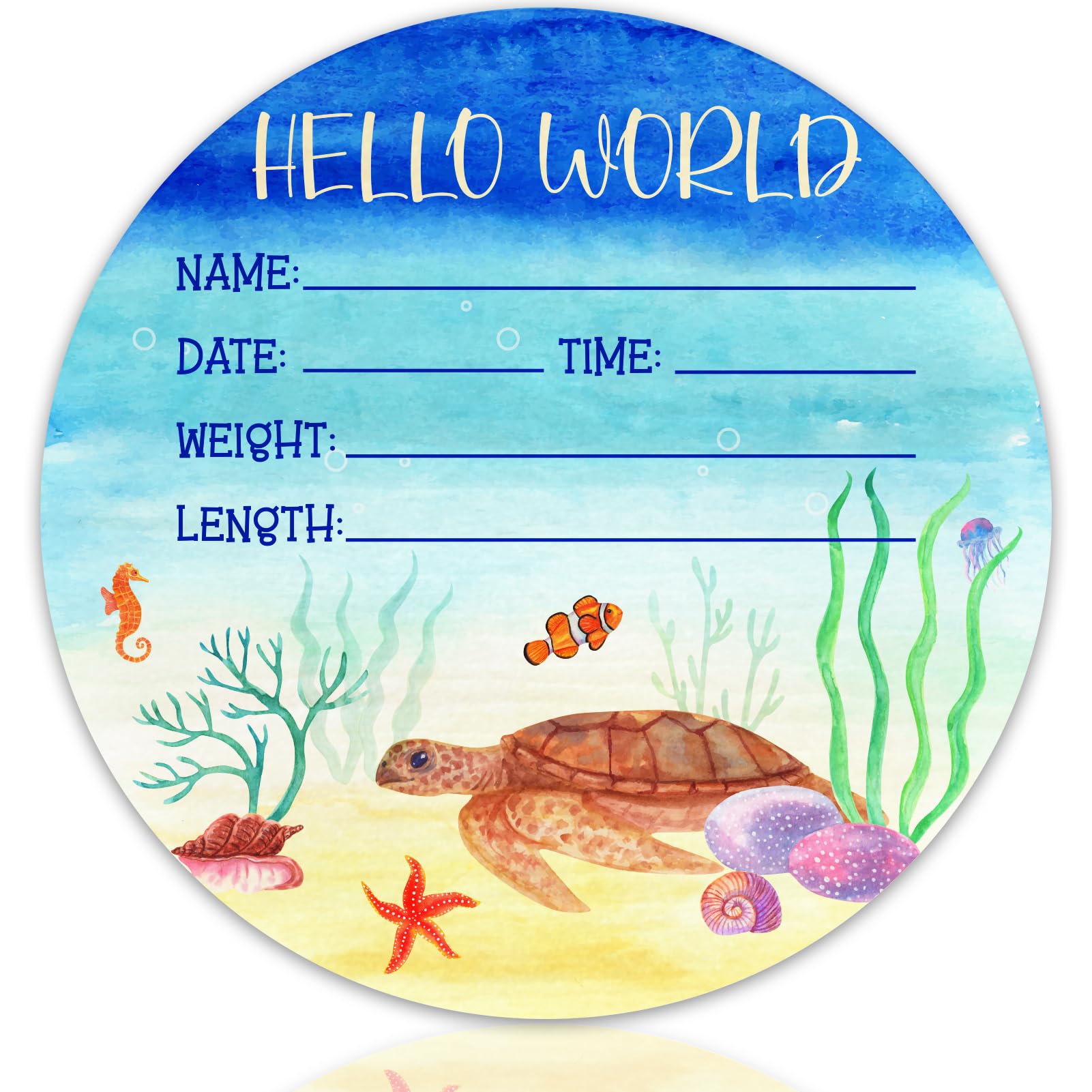 Ocean Baby Announcement Sign, Wooden Nursery Name Decor 6in