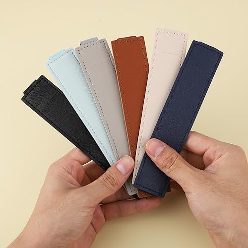 Miniatura 4 de 6 soportes elásticos para bolígrafos, de piel sintética, soporte para lápices, banda elástica ajustable para cuadernos, planificadores, carpetas y