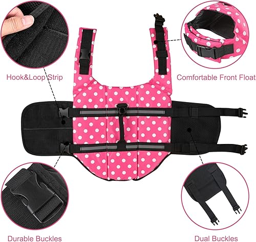 Miniatura 3 de HAOCOO - Chaleco salvavidas para perro, chaleco salvavidas, traje de baño de seguridad con rayas reflectantescinturón ajustable para perro.