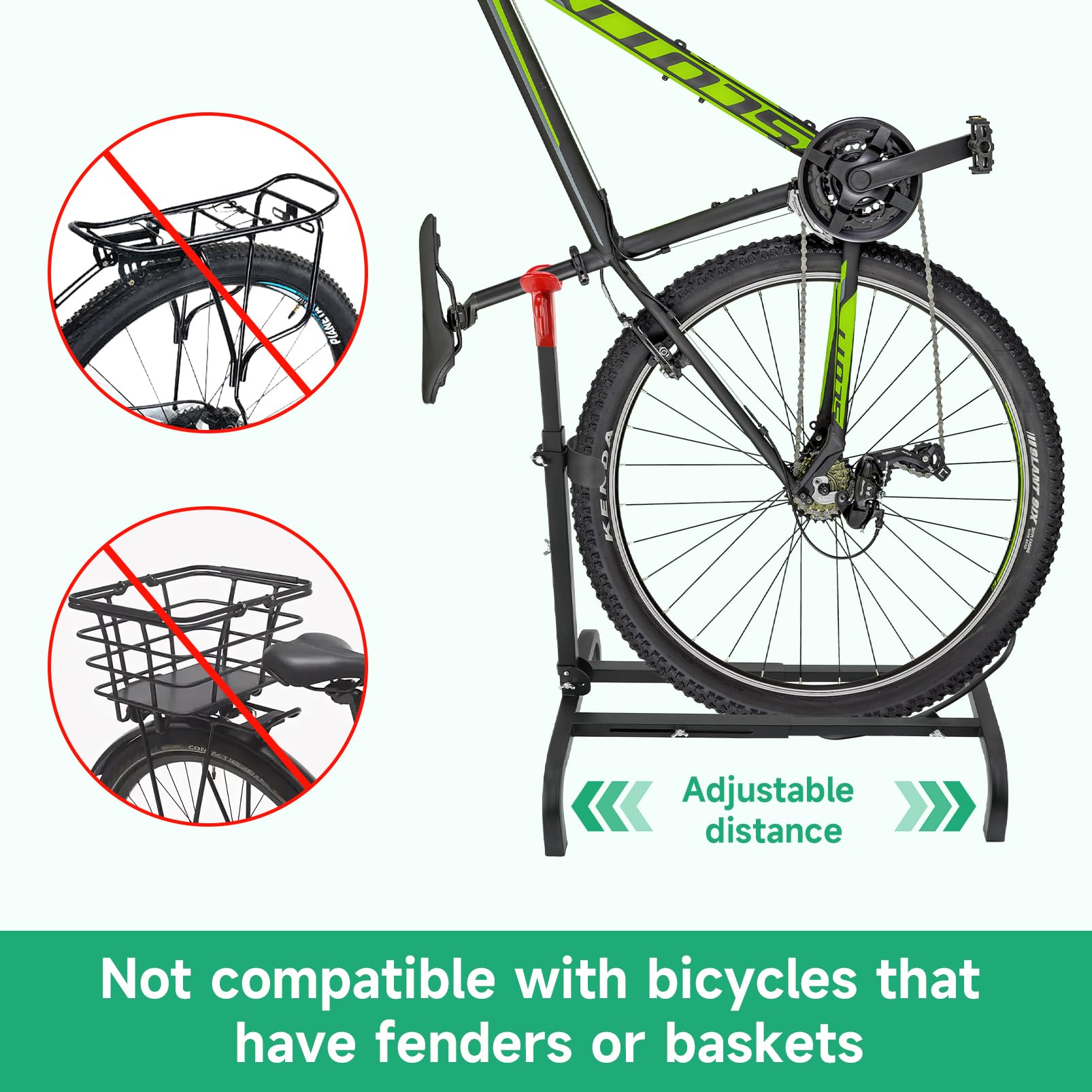 SANLIKE Vertikaler Fahrradständer verstellbare Höhe Garage Innen Außen | Freistehende Konstruktion, platzsparende Lagerung, stabiler Stand, nicht für Räder mit Korb und Schutzblech