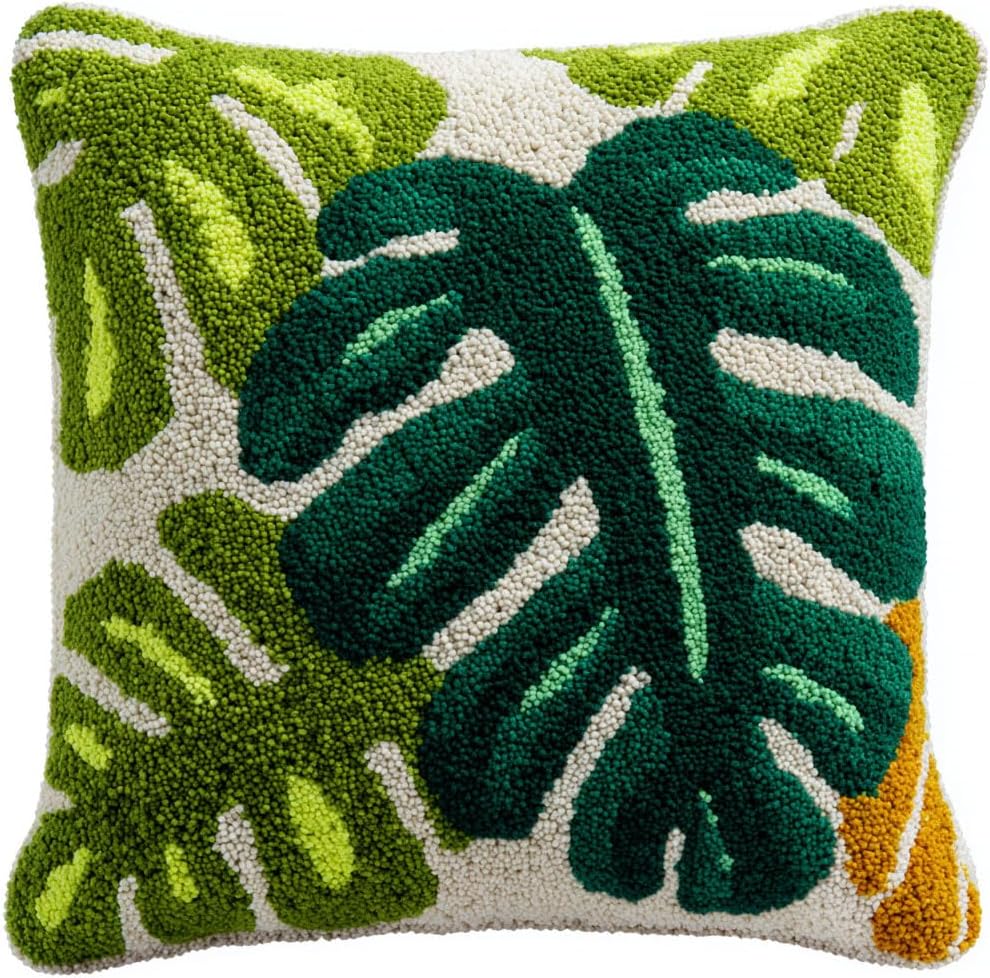 AMBATTERY Latch Hook Kits Pillow Cartoon Girl DIY Rug Crochet Hook Cushion Making Kits Printed Pattern Canvas Pillowcase Hooking Kit Pillow Cover Crochet Kit 43x43cm