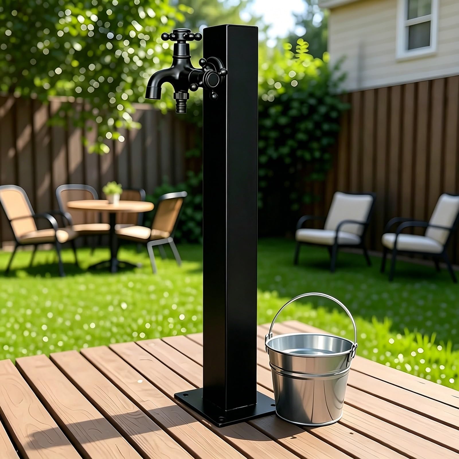 Lonmrrton C 304 Stainless Steel Water Olumn Tap, Floor Mounted Vertical Water Dispenser Hydrant Outdoor Antifreeze Faucet For Garden Farm Pasture Backyard Irrigation Washing