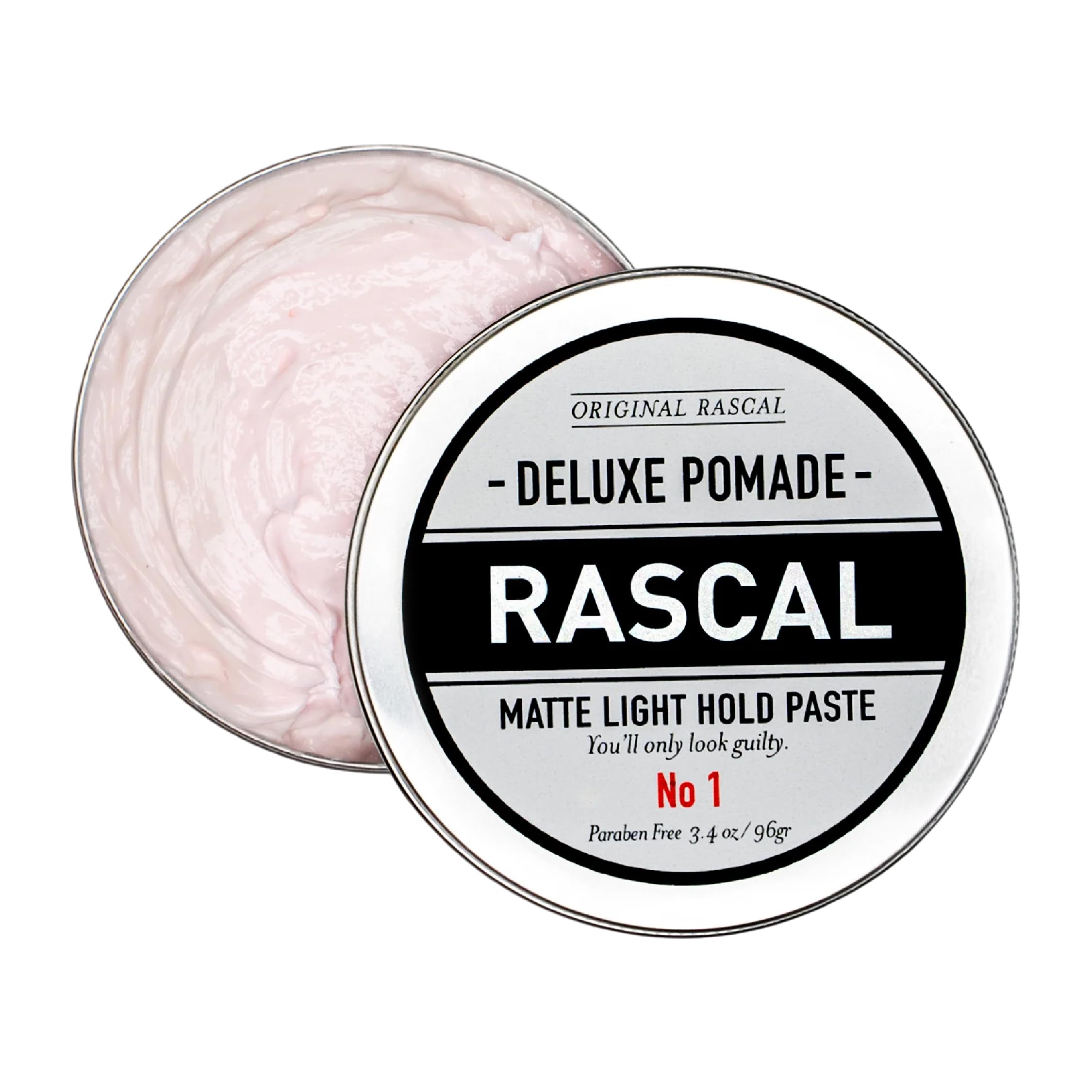 Original Rascal Deluxe Pomade for Men #1 - Matte Hair Paste with Light Hold & Shine - Men's Styling Dry Care Solution Product for All Hair Types - Natural Infused with Beeswax & Grapeseed Oil - 3.4 oz