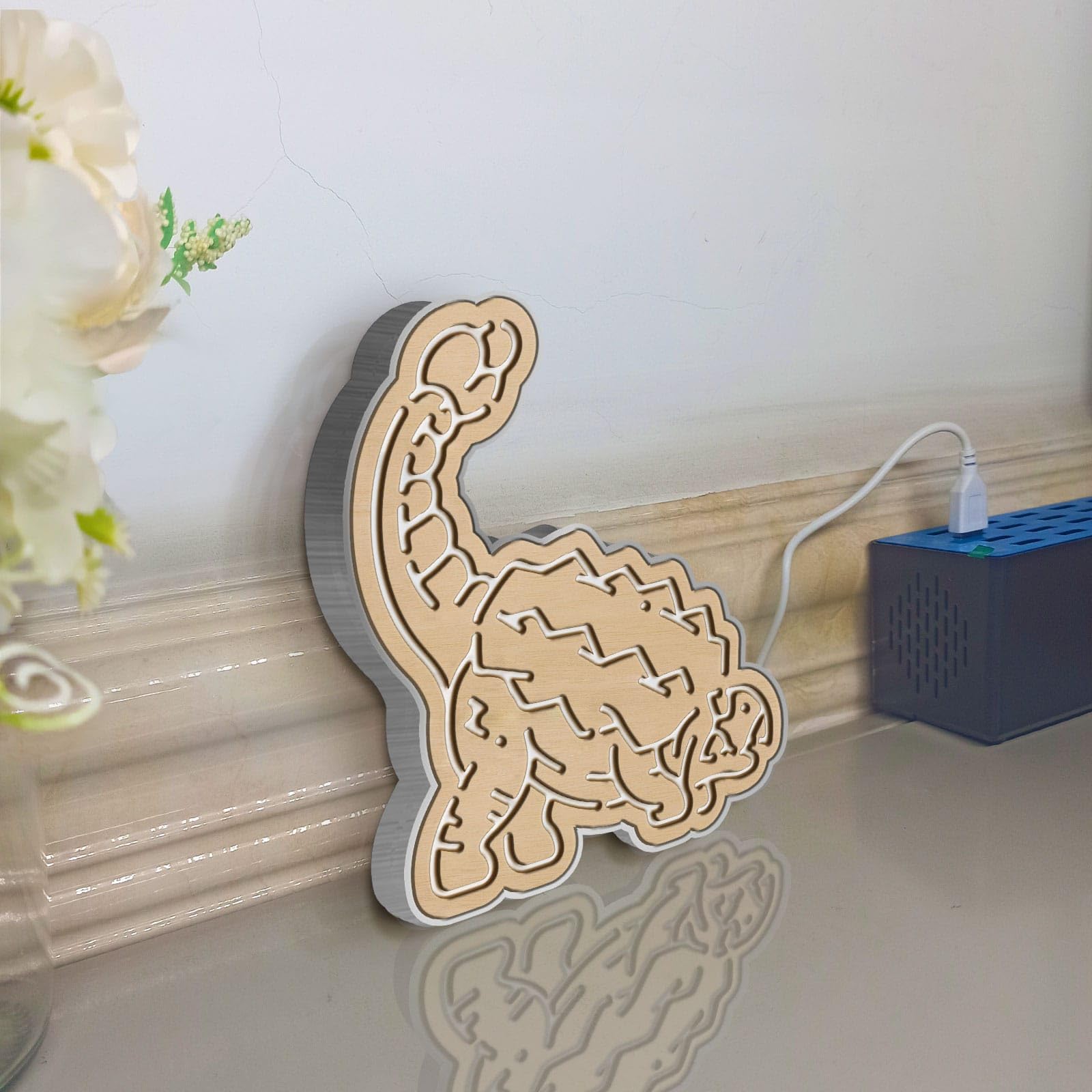 Caja de luz LED de dinosaurio, decoración de pared de anquilosaurio antiguo, letrero de luz, decoración de escritorio, regalo para niños, entusiastas de los dinosaurios (luz estática, tamaño grande)