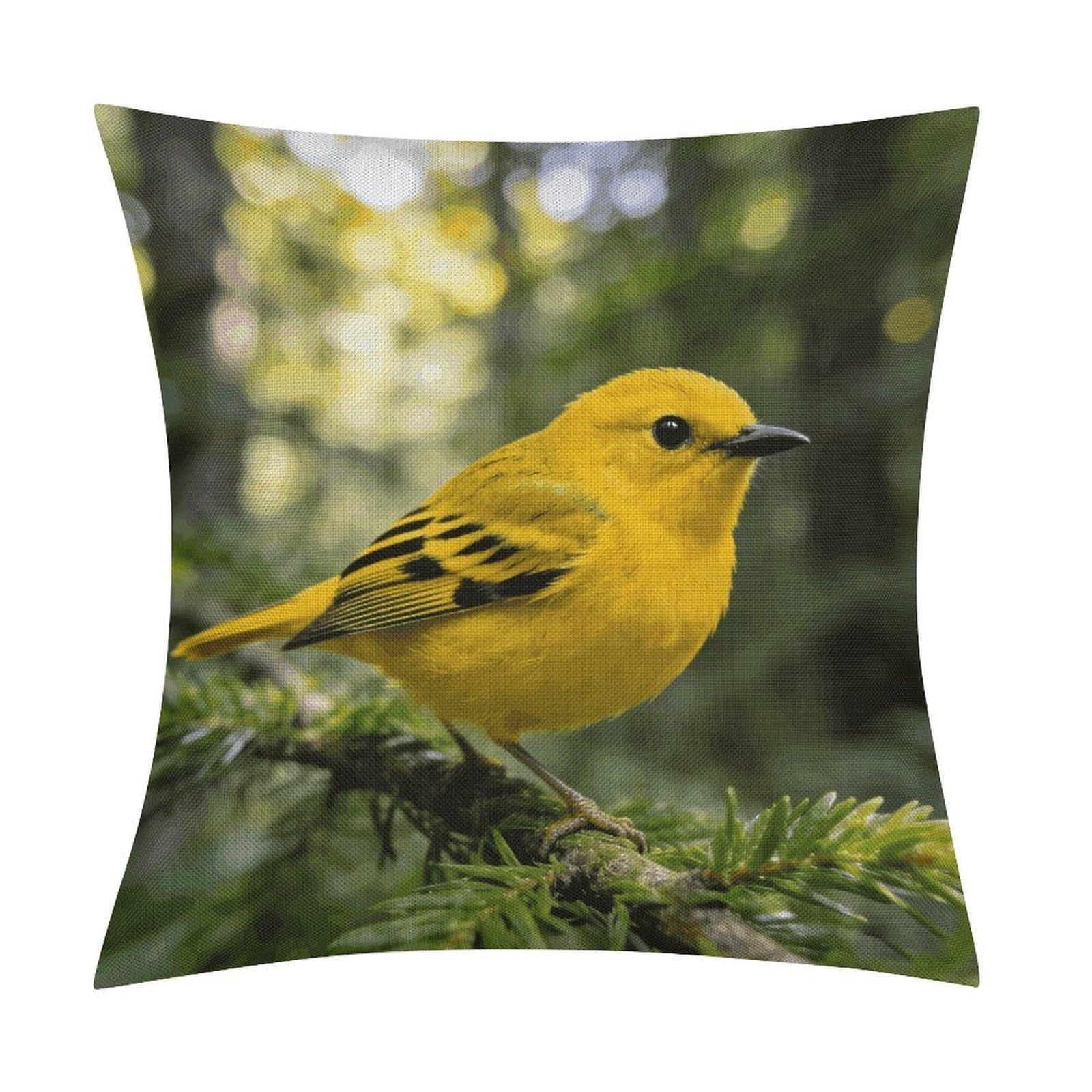 FekiLoot Warbler Throw Pillow Cover Soft Square Cushion Case Farmhouse Cushion Cover Decorative Pillow Cover Modern Pillowcase for Sofa Living Room Bed Home Decor 18x18 Inch