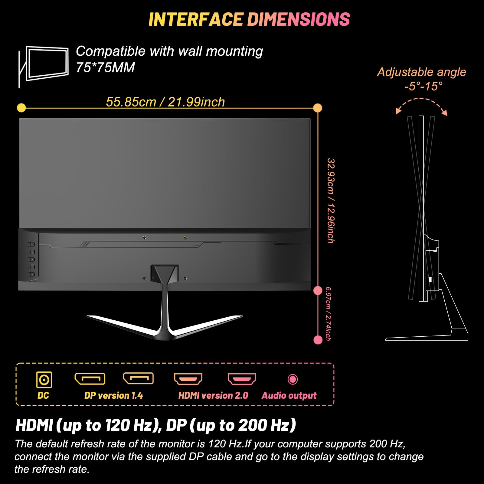 Amazon.com: LXZ 24.5 inch Gaming Monitor 200Hz, FHD 1080p, 1ms