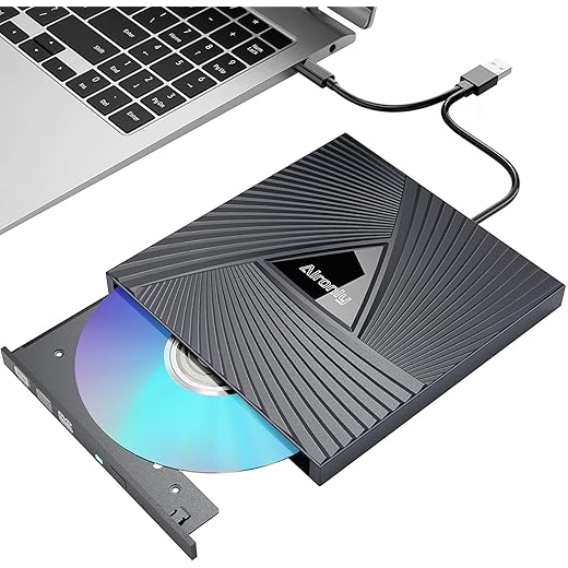 External CD/DVD Drive for Laptop/PC, USB 3.0 Type-C Portable Player for Computer CD DVD +/-RW Disk Drive CD Burner Writer Reader Compatible with Desktop Windows Apple (Functional Interface)