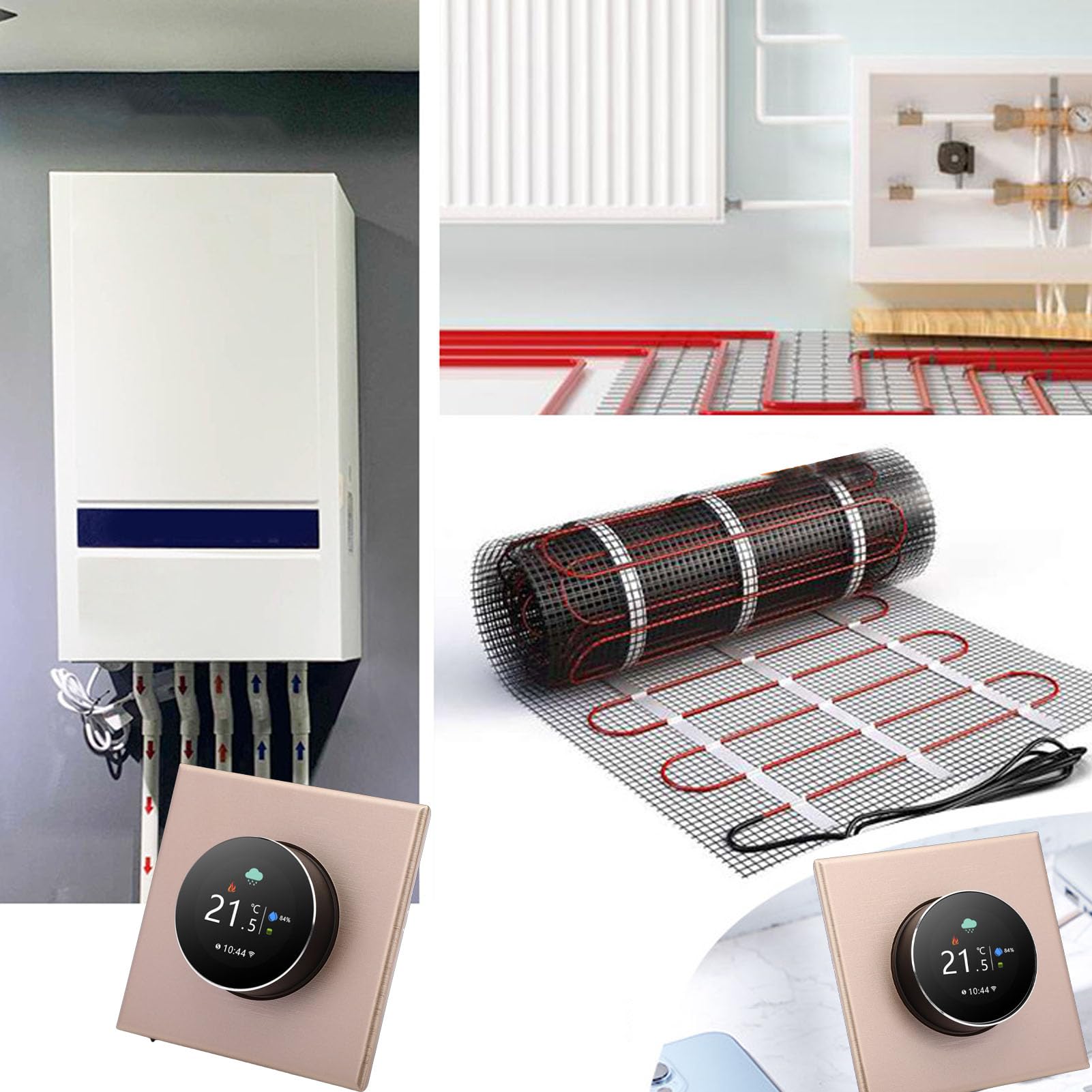 Fafeicy Termostato Intelligente, Termostato WiFi con Display Digitale a Colori e Schermo Touch for di Riscaldamento a Pavimento Ad Acqua