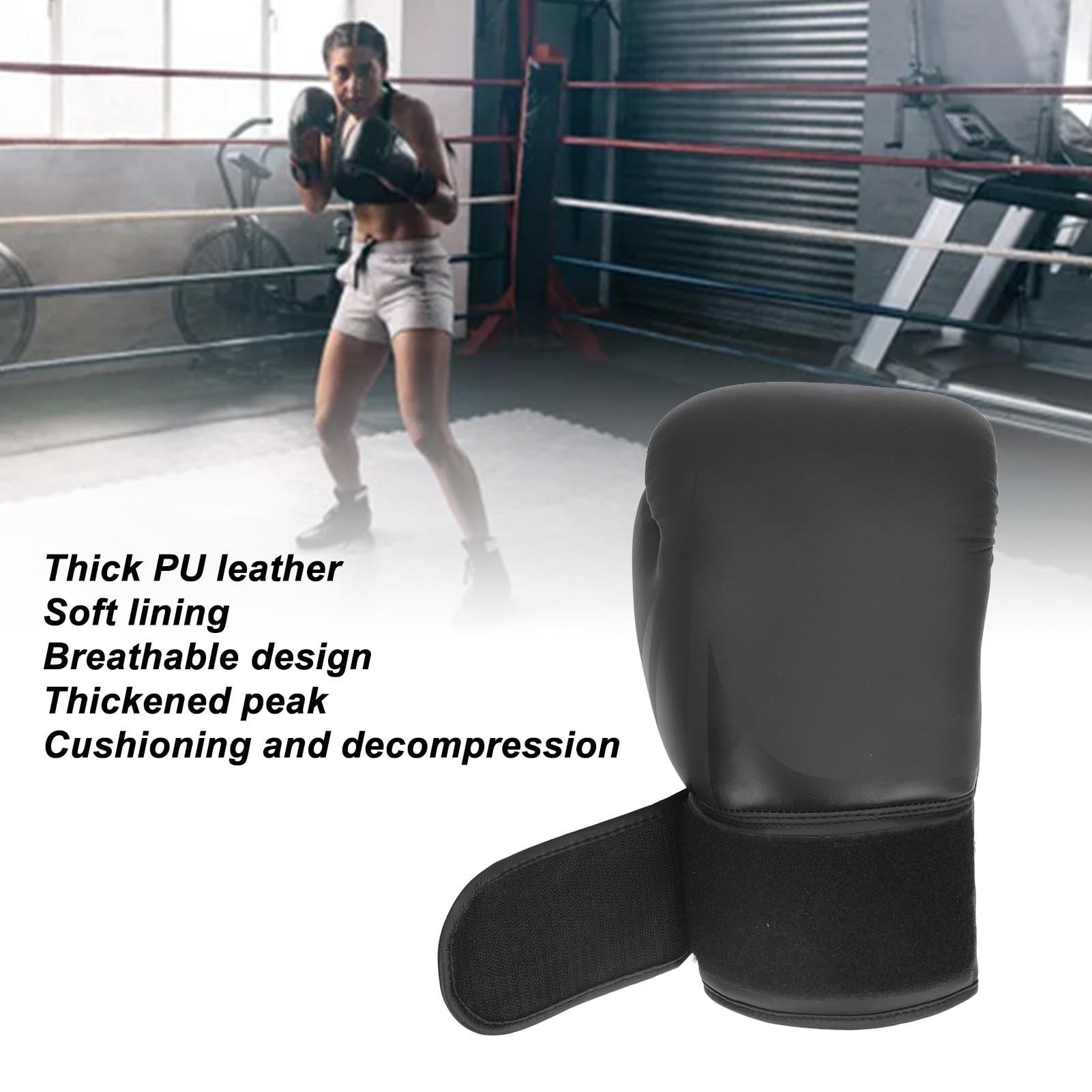 da Boxe, Guanto Smerigliato PU 12oz Traspirante, Uso Multiuso, Regolabili Traspiranti Ergonomici per L'allenamento con Aderente Alla Mano