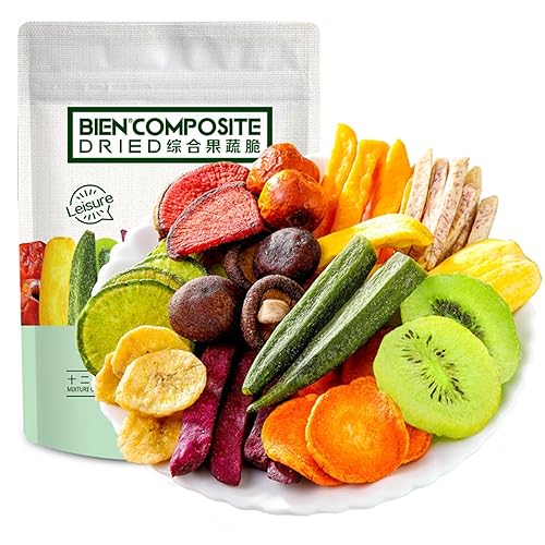 SXET Snacks de verduras liofilizadas, 12 tipos de chips de frutas y verduras mixtas, aperitivos crujientes de verduras mixtas, 8.8 onzas por paquete