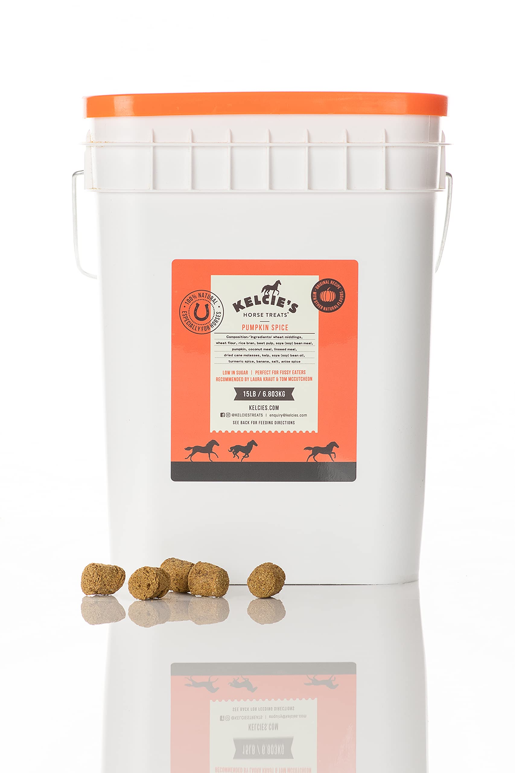 Kelcies Pumpkin Spice Horses Treats - Low Sugar, Starch, and Carbohydrates | Healthy Treats for Horse Supports Superior Digestion 15 Pound Bucket (Pack of 1)