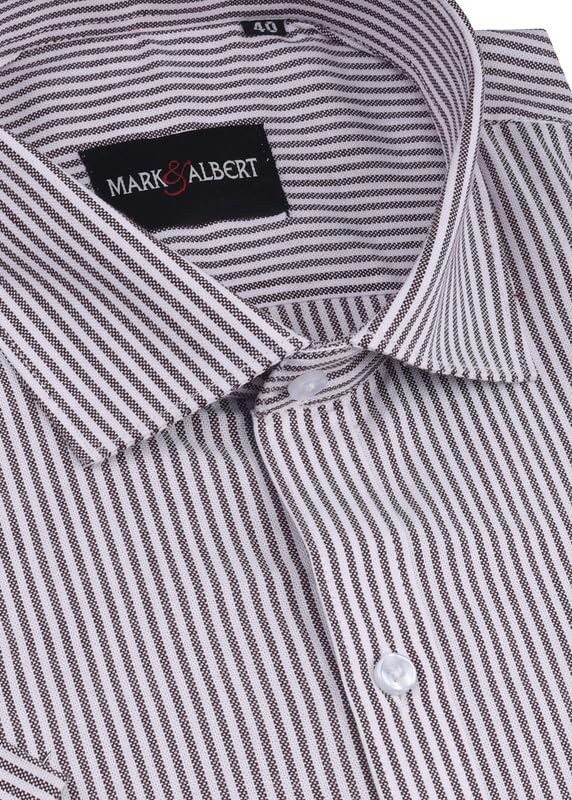 Image of MARK & ALBERT Men's Striped Half Sleeves Regular Fit Shirt | Stretchable Fabric