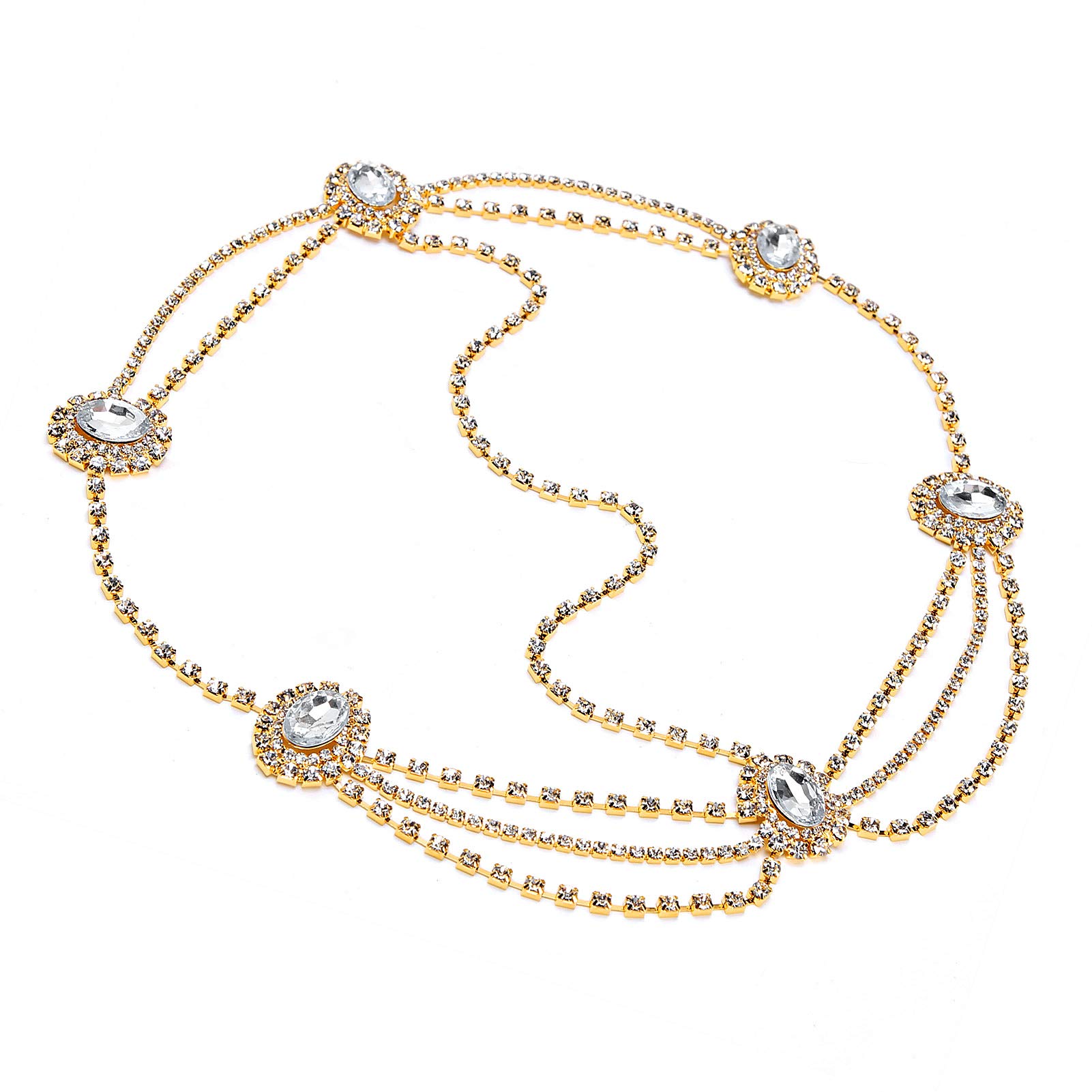 NEWBEAUTWedding Headpiece Elegant Decoration Accessory Head Chain Bright for Graduations for Casual Wear for Night Parties(Gold)