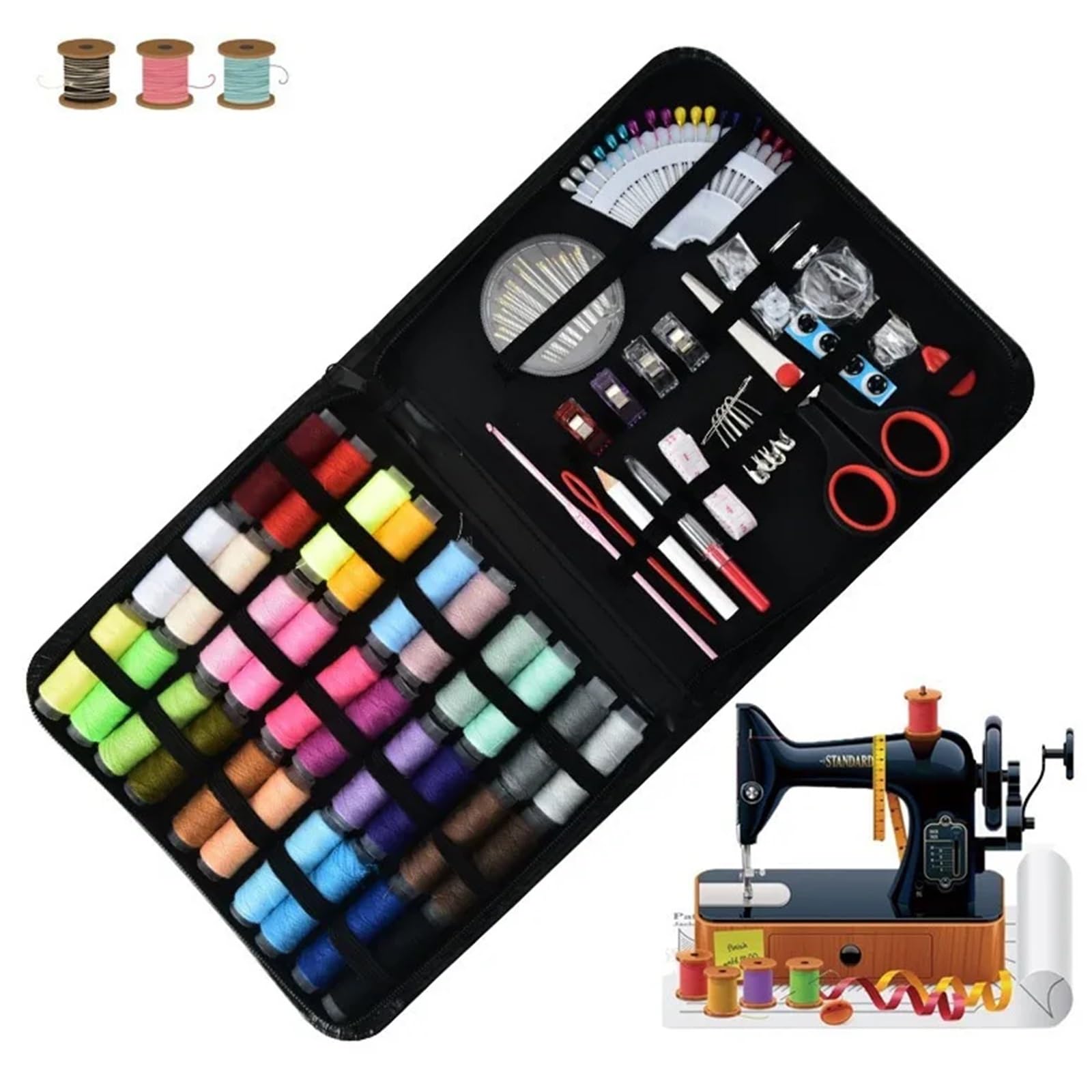 Nähset for Zuhause, DIY-Stickerei, Handnähwerkzeuge, tragbares Reise-Nähwerkzeug-Set, Heim-Nähbox-Organizer Reise Nähset(Type 2)