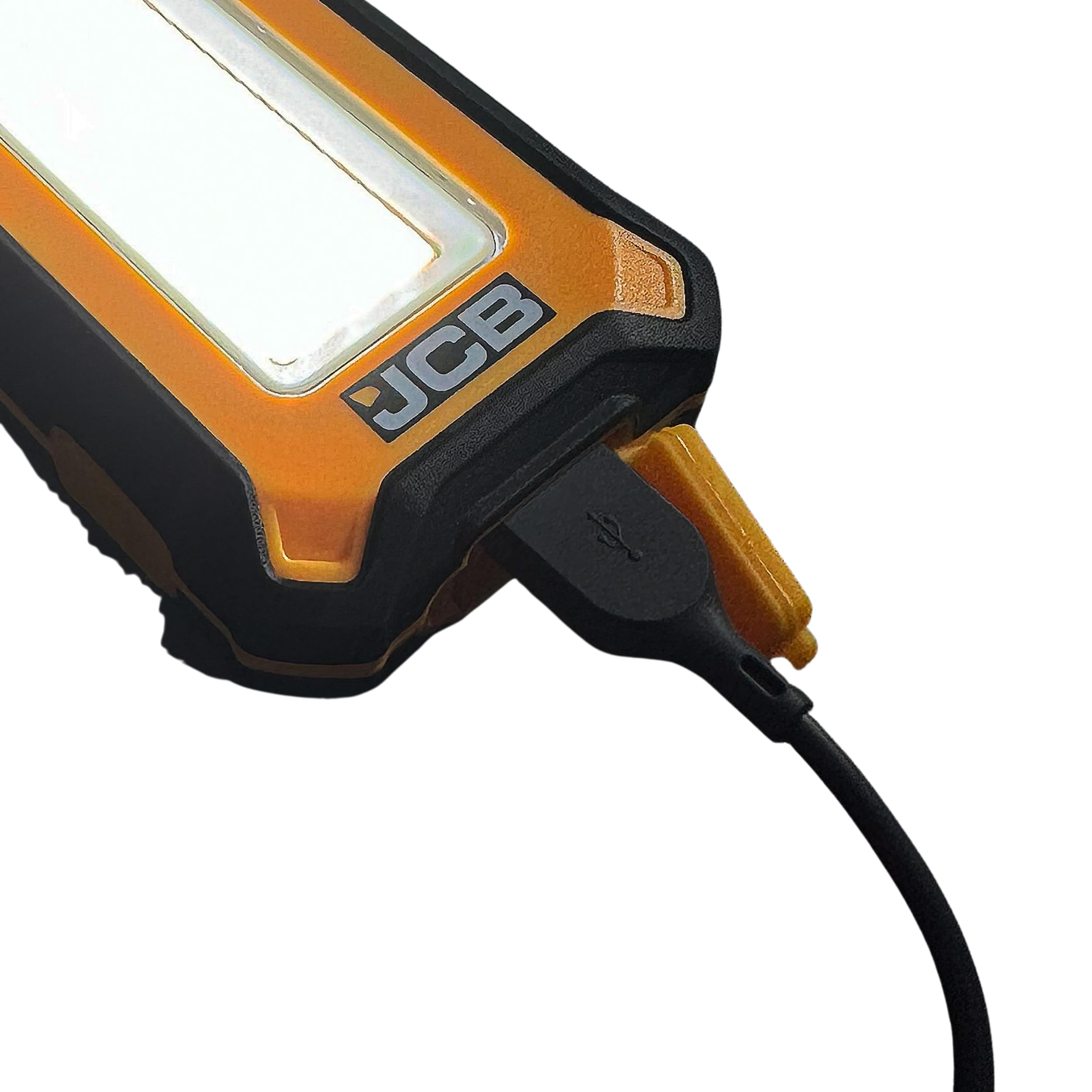 JCB Work Lights LED-Arbeitsleuchte 1000 Lumen, kompakte Werkstattlampe mit 3 Helligkeitsstufen, USB-C aufladbar, Magnet & Haken, IP54, nur 140 g, JCB-WL-PALM