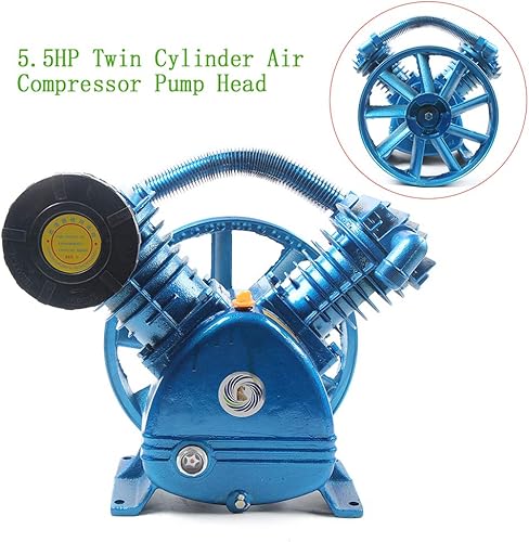 Miniatura 3 de 21 CFM 5.5HP V Style Twin Cylinder Air Head Pump Motor Cast Iron 2 etapas, 175 PSI