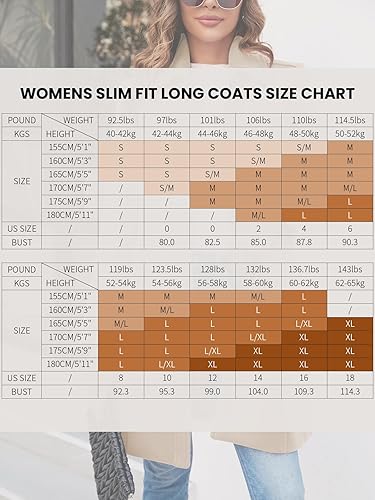 Miniatura 6 de Fisoew Abrigo elegante de un solo botonadura para mujer, abrigo de manga larga, abrigo de invierno para trabajo y oficina