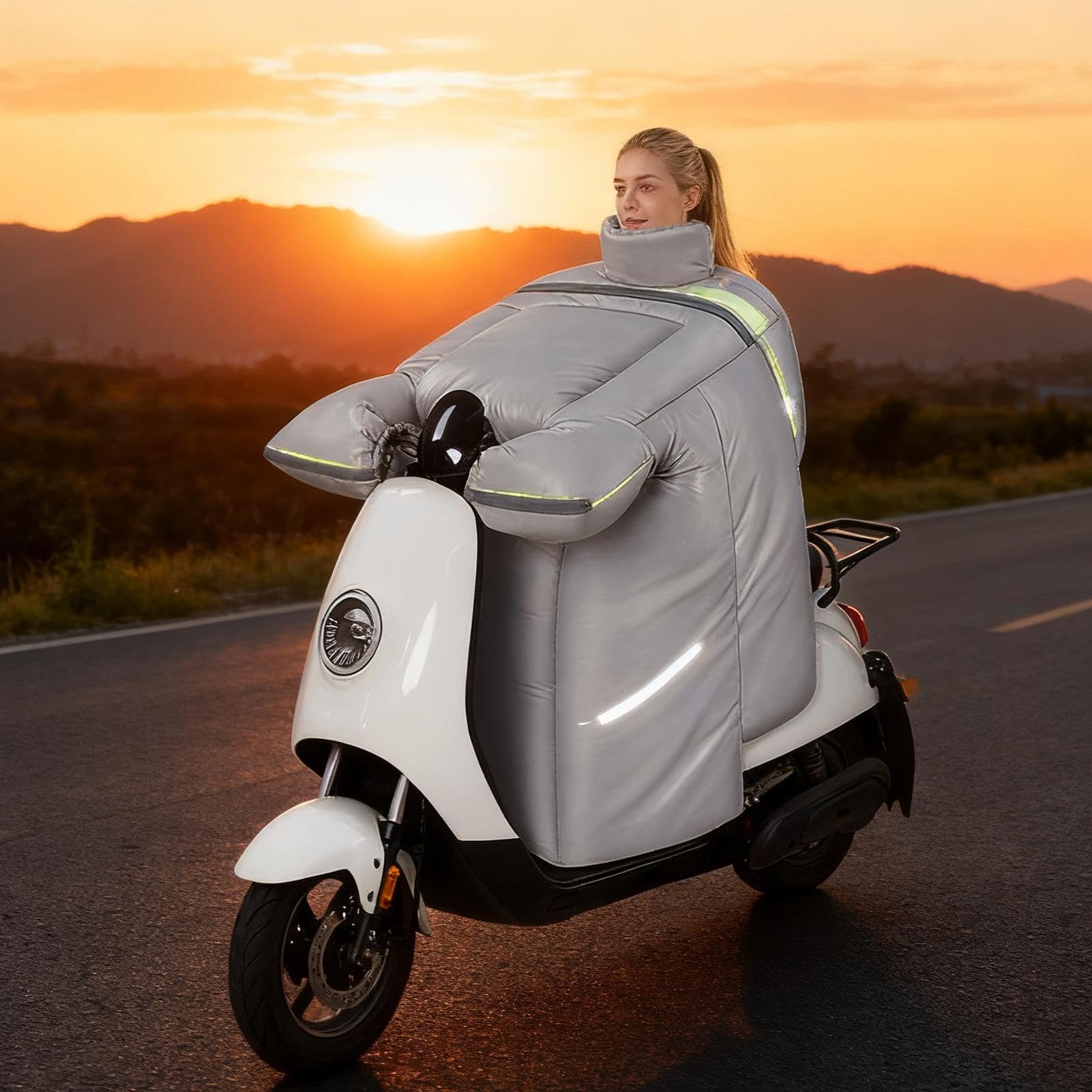 Cubierta De Delantal De Pierna De Motocicleta - Manta Impermeable Forrada De Peluche Para Scooter Con Guantes | Funda De Equitación Térmica A Prueba De Viento Para Invierno | Protección De Rodillas Y