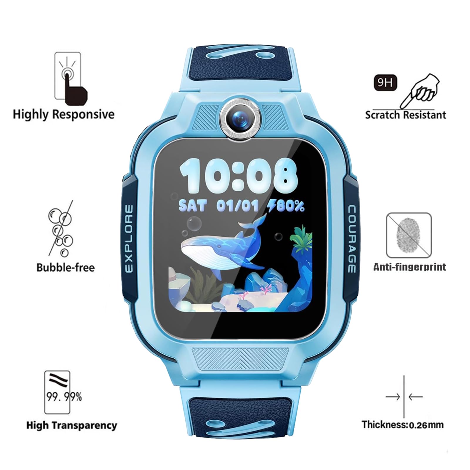 Folia ochronna do zegarka imoo Watch Phone Z3, folia ochronna na wyświetlacz, przezroczysta HD [odporna na zarysowania], szkło ochronne, wysoka twardość, pełne pokrycie, folia pancerna do