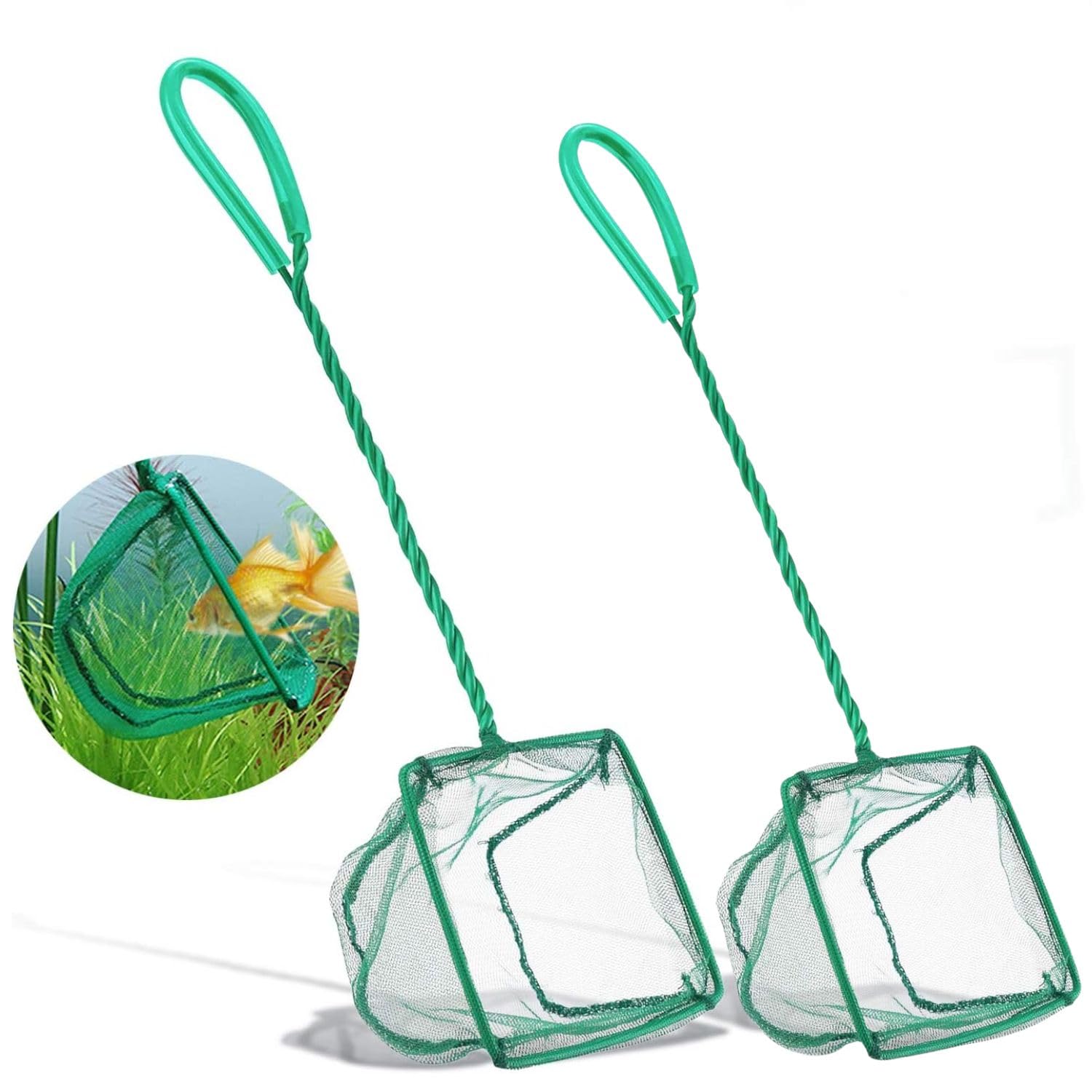 VAYINATO® Pack of 2 (4 inch & 6 inch) Square Shape Long Handle Aquarium Fish Tank Fishing Net | Green by Petzlifeworld (B0CNPLWD9F) Amazon Price History, Amazon Price Tracker