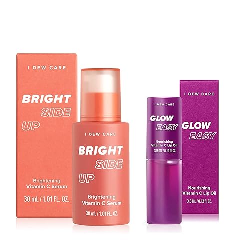 I DEW CARE Bright Side Up - Suero de vitamina C iluminador e hidratante con niacinamida + Glow Easy Vitamina C Tinted Oil Gloss con aceite de