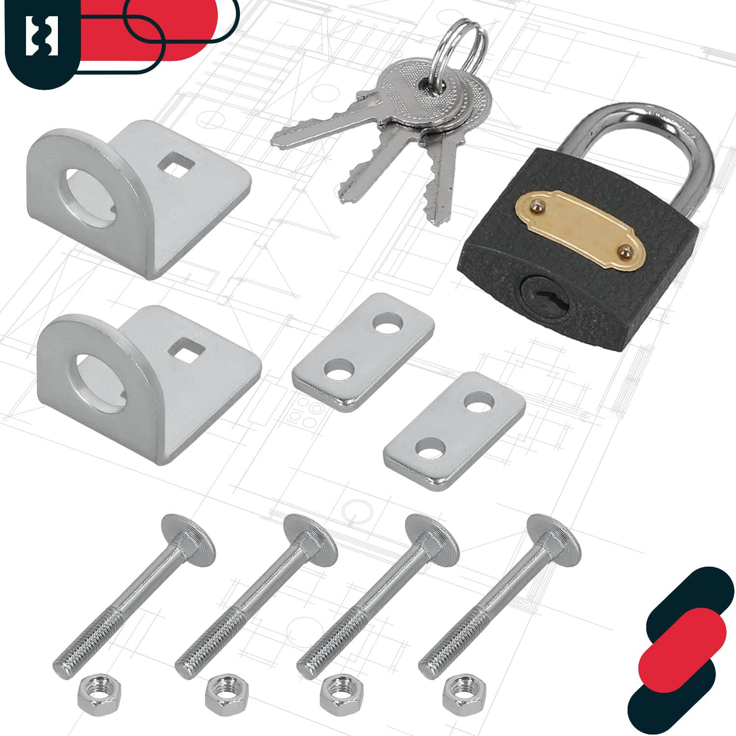 KOTARBAU® Trappola 30 mm di chiusura per cantina di sicurezza con lucchetto, dispositivo di serratura, serratura per porta
