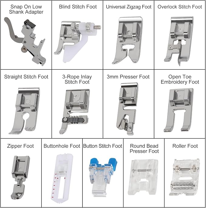 set de prensatelas de costura 14 piezas con adaptador universal miniatura 3